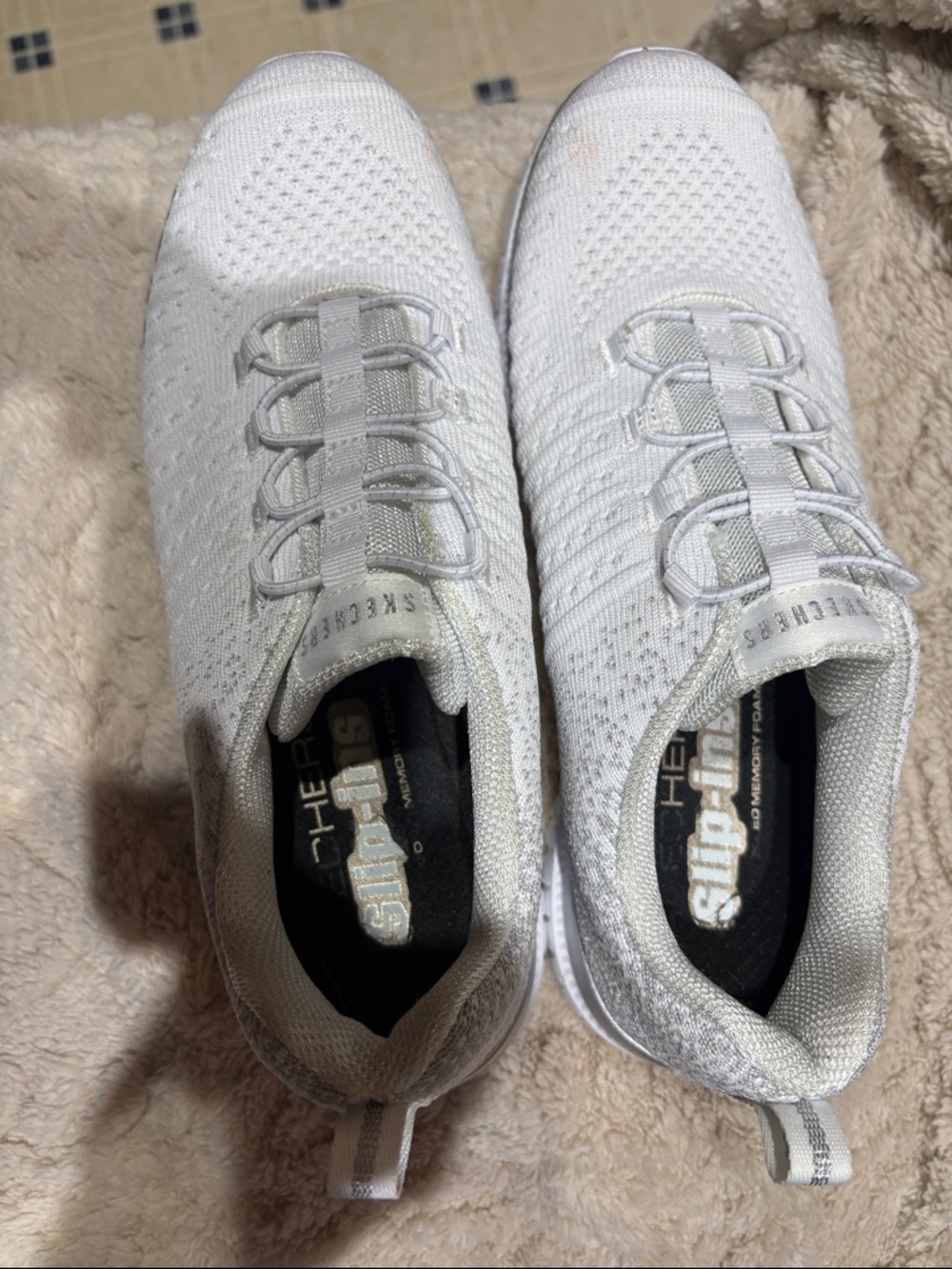 Skechers All-White Knit Slip-On Trainers - Picture 3 of 3